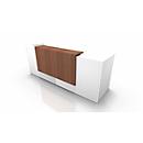 Reception desk Spezia, straight, W 2860 x D 880 x H 1130 mm, white/Canaletto walnut