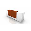 Reception desk Spezia, straight, W 2860 x D 880 x H 1130 mm, white/orange