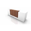 Reception desk Spezia, straight, W 3260 x D 880 x H 1130 mm, white/Canaletto walnut