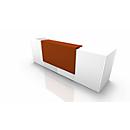 Reception desk Spezia, straight, W 3260 x D 880 x H 1130 mm, white/orange