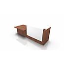 Reception desk Spezia, tray, right, W 3060 x D 1125 x H 1130 mm, Canaletto walnut/white