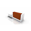 Reception desk Spezia, tray, right, W 3060 x D 1125 x H 1130 mm, white/orange