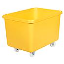 Rechteckbehälter, Kunststoff, fahrbar, 340 l, gelb