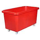 Rechteckbehälter, Kunststoff, fahrbar, 450 l, rot
