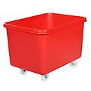 Rechthoekige container, kunststof, verrijdbaar, 340 l, rood