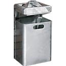 Recipiente do lixo de parede com cinzeiro, 35 litros, galvanizado