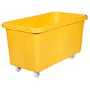 Recipiente rectangular, plástico, móvil, 450 l, amarillo