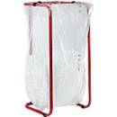 Recogedor de materiales reciclables, fijo, volumen 200 l, con soportes para bolsas, L 460 x A 460 x H 970 mm, tubo de acero con recubrimiento de polvo, rojo carmín RAL 3002