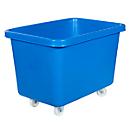 Rectangular bin, plastic, mobile, L 835 x W 550 mm, 227 L, blue
