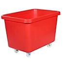 Rectangular bin, plastic, mobile, L 835 x W 550 mm, 227 L, red