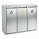 Recyclable waste sorting unit made of stainless steel, 3 x 15 l