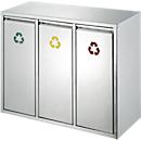 Recyclable waste sorting unit made of stainless steel, 3 x 8 l