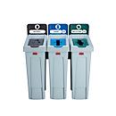 Recycleerbare afvalverzamelaars Rubbermaid® SLIM JIM®, 3 x 87 l, voor papier/glas/restafval, klemgrepen &amp; ventilatiekanalen, B 914,4 x D 546,1 x H 1022,4 mm
