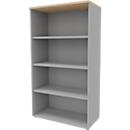 Regal ARLON OFFICE, 4 Ordnerhöhen, 3 variable Fachböden, B 900 x T 450 x H 1600 mm, Eiche-Dekor/alu