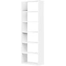 Regal Pombal, 6 Ordnerhöhen, erweiterbar, Spanplatte, B 740 x T 340 x H 2240 mm, Weiß