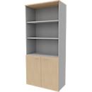 Regal-Schrank-Kombination ARLON OFFICE, 5 Ordnerhöhen, B 900 x T 450 x H 2000 mm, Eiche-Dekor/alu