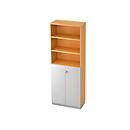 Regalschrank 6 OH, 3 OH geschlossen, B 800 x T 420 mm, Buche-Dekor/silber