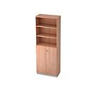 Regalschrank 6 OH, 3 OH geschlossen, B 800 x T 420 mm, Nussbaum-Dekor