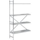 Regalsystem, Anbauregal, Edelstahl, gelochter Boden, H 2000 x B 1175 x T 400 mm