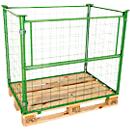 Rehausse grillagée, pour europalettes, charge utile jusqu'à 800 kg, trappe d'ouverture, empilable, L 1200 x l 800 x H 1000 mm, acier, vert may RAL 6017
