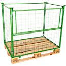 Rehausse grillagée, pour europalettes, charge utile jusqu'à 800 kg, trappe d'ouverture, empilable, L 1200 x l 800 x H 1200 mm, acier, vert may RAL 6017