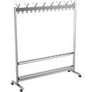 Reihen-Garderobenständer, Leichtmetall, 1560 mm breit, mit Schirmhalterung