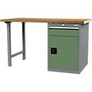 Reihenwerkbank Bedrunka+Hirth, Buche-Multiplex-Arbeitsplatte, 1 Schub & 1 Flügeltür, abschließbar, bis 1000 kg, B 1500 x T 750 x H 859 mm