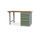 Reihenwerkbank Bedrunka+Hirth, Buche-Multiplex-Arbeitsplatte, 4 x Schub schmal & 1 x Schub breit, abschließbar, bis 1000 kg, B 2000 x T 750 x H 859 mm