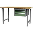Reihenwerkbank Bedrunka+Hirth, Buche-Multiplex-Arbeitsplatte, Unterhängeschrank mit 3 Schüben, abschließbar, bis 200 kg, B 2000 x T 750 x H 859 mm