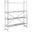 Rekkensysteem, basisrek, roestvrij staal, geperforeerde bodem, H 2000 x B 1500 x D 400 mm
