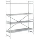 Rekkensysteem, basisrek, roestvrij staal, geperforeerde bodem, H 2000 x B 1500 x D 500 mm