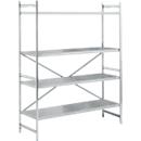 Rekkensysteem, basisrek, roestvrij staal, geperforeerde bodem, H 2000 x B 1500 x D 600 mm