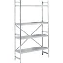 Reksysteem, basislegbord, roestvrij staal, geperforeerde bodem, H 2000 x B 1200 x D 400 mm