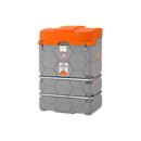Réservoir d'huile usée CUBE, système complet, l. 1200 x P 800 x H 1800 mm, 1000 L, avec filtre et égouttoir
