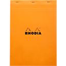Rhodia Bloc No.18, 80 feuilles, DIN A4, 80 g/m², couverture cartonnée, agrafé, papier velin, certifié PEFC®, quadrillé, orange