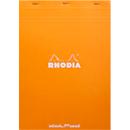 Rhodia Bloc No.18, 80 feuilles, DIN A4, 80 g/m², couverture cartonnée, agrafé, papier velin, certifié PEFC®, réglure à points, orange