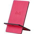 Rhodiarama phone rest, smartphone holder, imitation leather, 2-piece, with cable grommet, raspberry