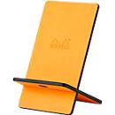 Rhodiarama phone support, smartphone holder, imitation leather, 2-piece, with cable grommet, orange