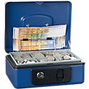Rieffel Caissette à monnaie Deluxe 2, couvercle à ressort, insertion de la monnaie, serrure à cylindre, L 197 x P 154 x H 86 mm, bleu
