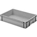 Ringoplast kunststof box serie Unista L120, gesloten verzonken greep, gladde bodem, L 600 x B 400 x H 120 mm, grijs