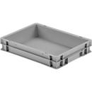 Ringoplast kunststof box serie Unista M75, gesloten verzonken greep, gladde bodem, L 400 x B 300 x H 75 mm, grijs