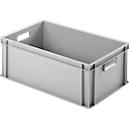 Ringoplast kunststof kratten serie Unista L220, doorlopende handgrepen, gladde bodem, L 600 x B 400 x H 220 mm, grijs