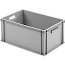 Ringoplast Kunststoffkasten Serie Unista L280, Durchfassgriffe, verrippter Boden, L 600 x B 400 x H 280 mm, grau