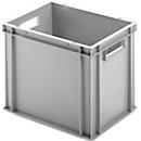 Ringoplast Kunststoffkasten Serie Unista M320, Durchfassgriffe, verrippter Boden, L 400 x B 300 x H 320 mm, grau