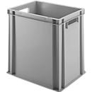 Ringoplast plastic crate series Unista M400, through handles, ribbed base, L 400 x W 300 x H 400 mm, gray