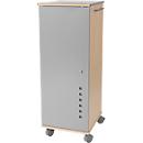 Rocada Caddy Visualline 4036, mobil, 4 Fächer, 1 ausziehbarer Ablageboden, neigbares Pult, abschließbar, B 470 x T 500 x H 1200 mm, Holz/Metall, Buche