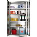 Roestvrijstalen universele kast met 4 legplanken, 1950 x 500 x 500 mm