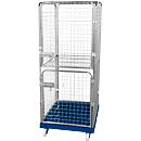 Rolcontainer 1600 met gesloten wanden - antidiefstal - kunststof rolplaat - 2 zijwandengentiaanblauw RAL 5010