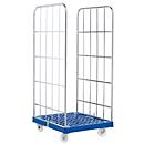 Rolcontainer, 2-zijdig, kunststof vloerplaat, 724 x 815 x 1660 mm, donkerblauw (RAL 5010)