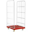 Rolcontainer, 2-zijdig, kunststof vloerplaat, 724 x 815 x 1660 mm, rood (RAL 3000)